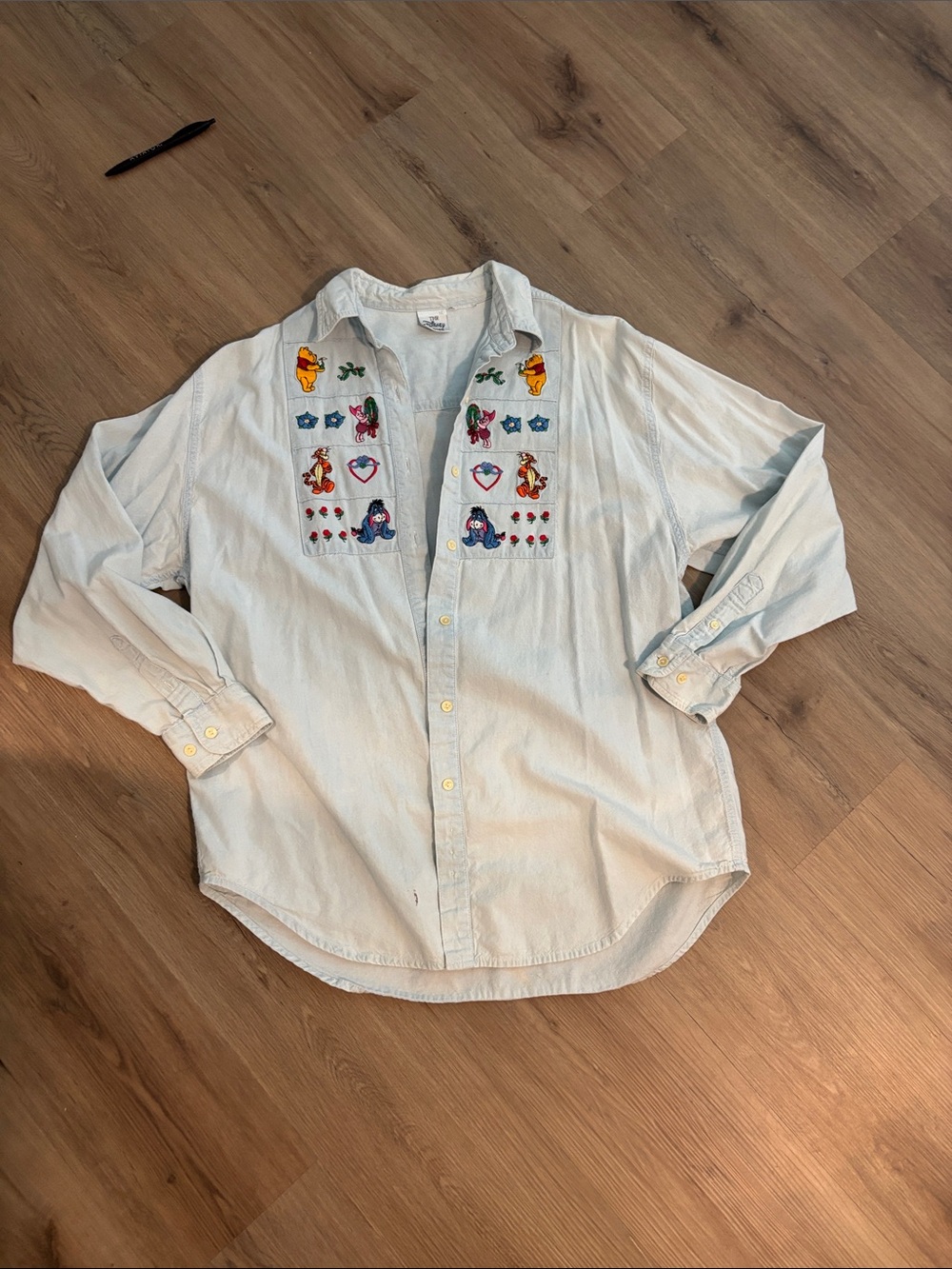 Disney Light Blue Embroidered Casual Shirt